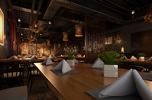 东坑镇简约大气中式风格餐厅设计装修效果图