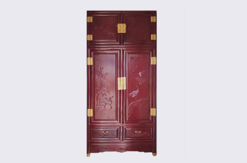 东坑镇高端中式家居装修深红色纯实木衣柜