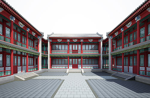 东坑镇北京四合院设计古建筑鸟瞰图展示